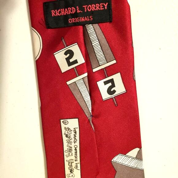 Richard L. Torrey Football Tie Men 56x3 3/4 Red Bench Warmers Sports Grandpacore - Picture 3 of 4